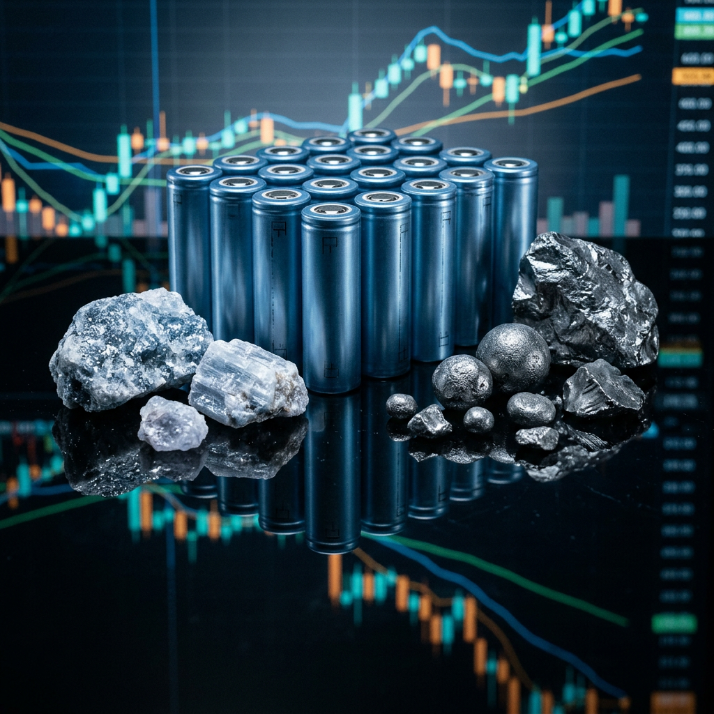 EV battery cells, minerals, and market chart