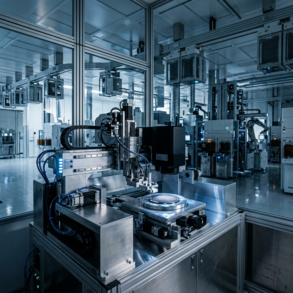 Precision robotic workstation inside a semiconductor manufacturing cleanroom
